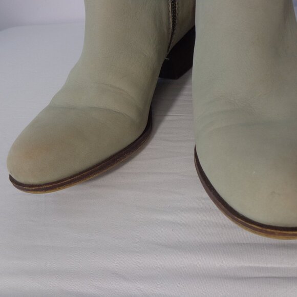 Lucky Brand Basel Leather Green Almond Toe Ankle Bootie Block Zipper Size 8.5M - Picture 8 of 10